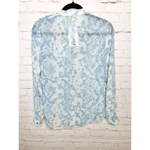 L'Agence Blue Pattern Ruffle Nadine Long Sleeve Blouse Womens XS - Picture 2 of 5